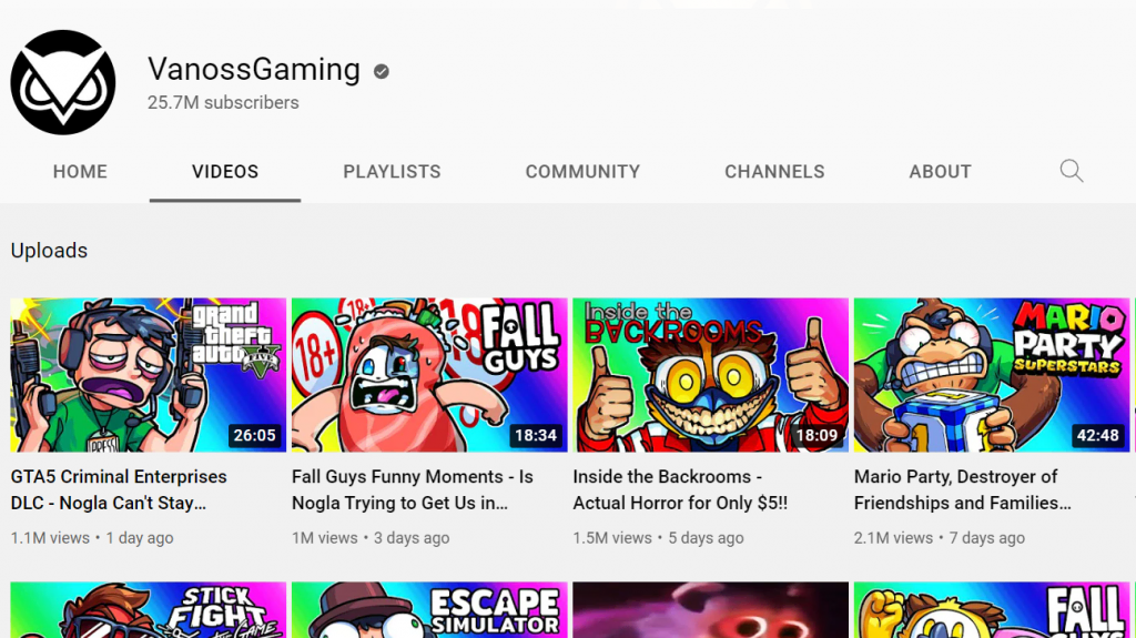 VanossGaming's YouTube channel reviews various game genres