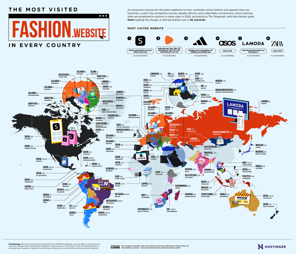 Her ülkedeki en popüler moda web sitesini gösteren resim