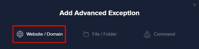 Adding Advanced Exception inside the Avast Antivirus application.