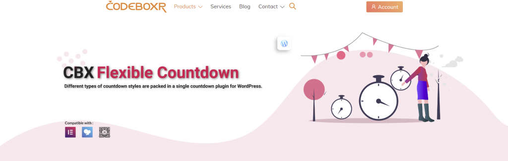 The homepage of CBX Flexible Countdown plugin