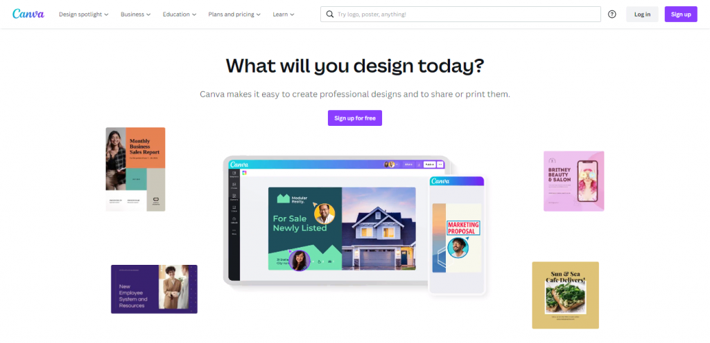 Canva website homepage