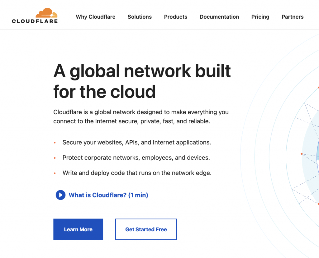 Cloudflare front page