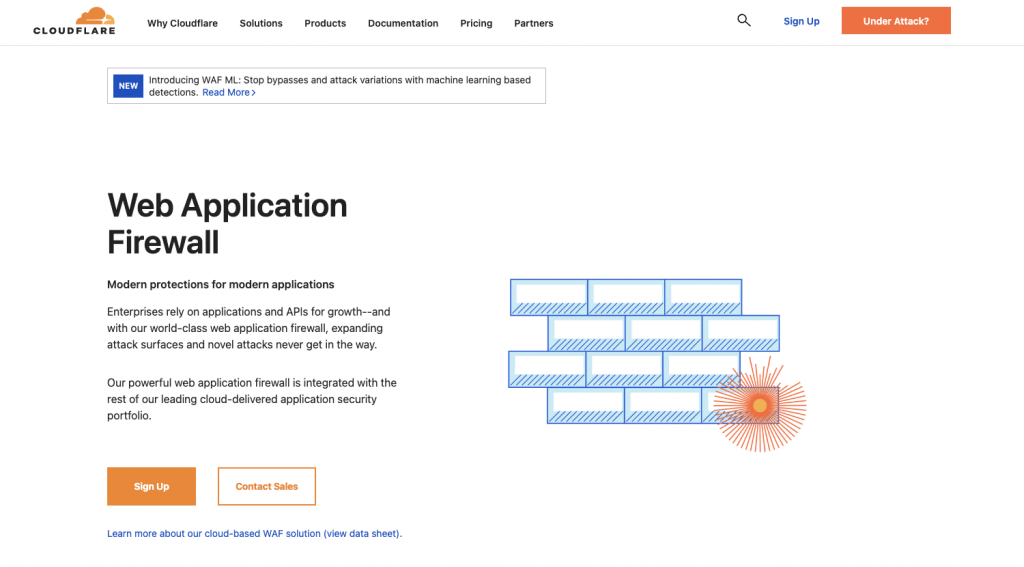 Cloudflare web application firewall home page
