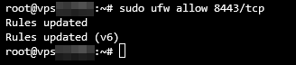 Enabling port 8443 on Ubuntu's UFW using Terminal