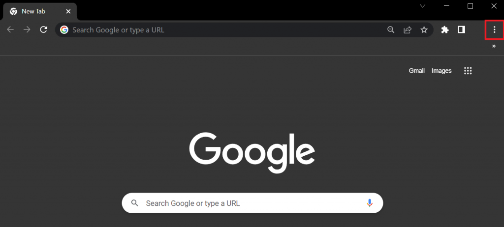 Three dots icon menu on Google Chrome