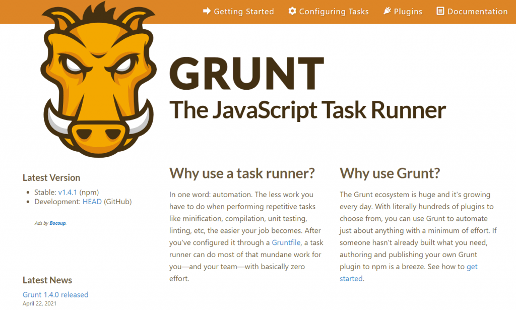 Grunt, a the JavaScript task runner