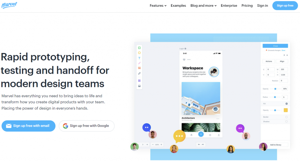 Marvel, a rapid prototyping, testing, and handoff tool for modern design teams