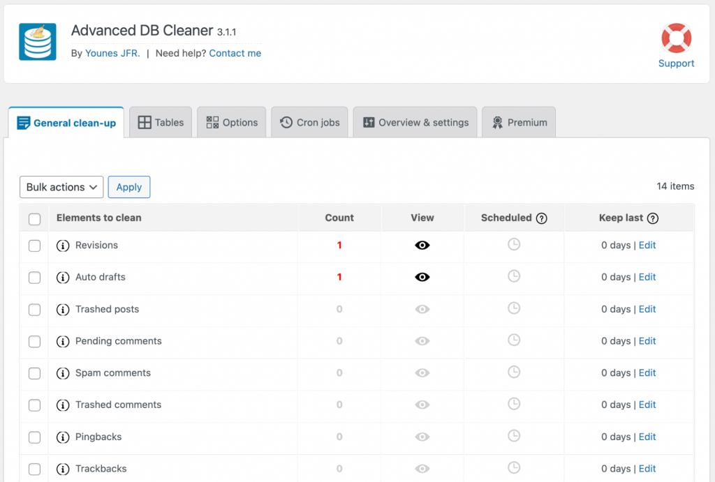 Optimizing WordPress database with Advanced Database Cleaner