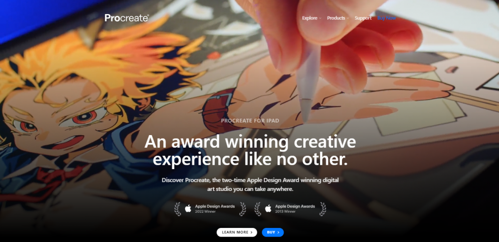 Procreate website homepage