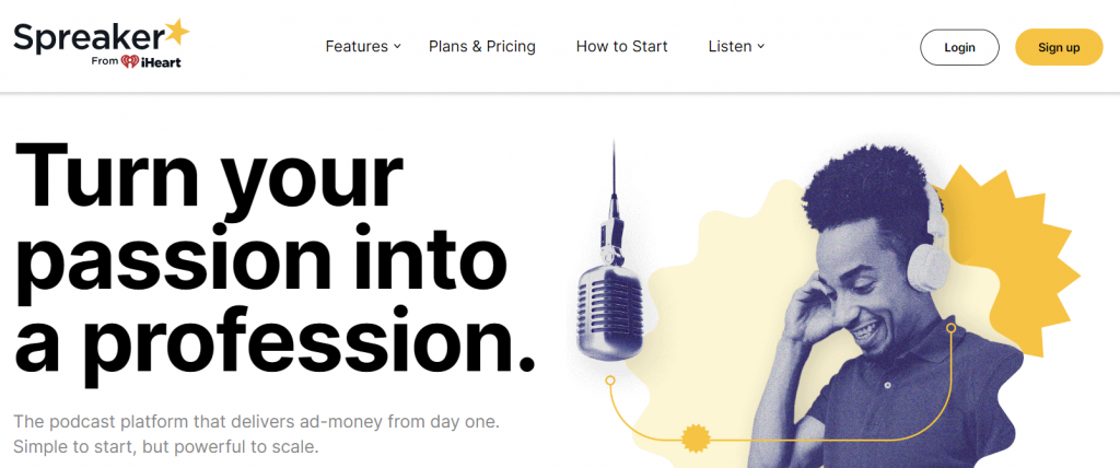 The homepage of Speaker, a podcast platform that offers its own recording software