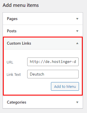 Add custom link to WordPress navigation bar