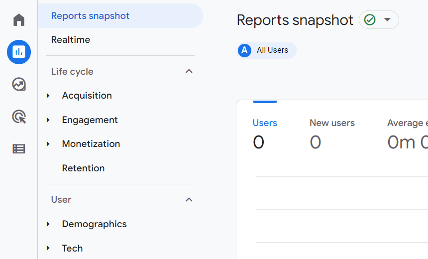 the report section in Google Analytics 4