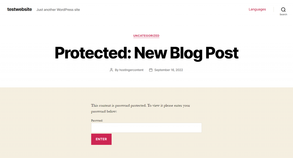 Password protected WordPress content