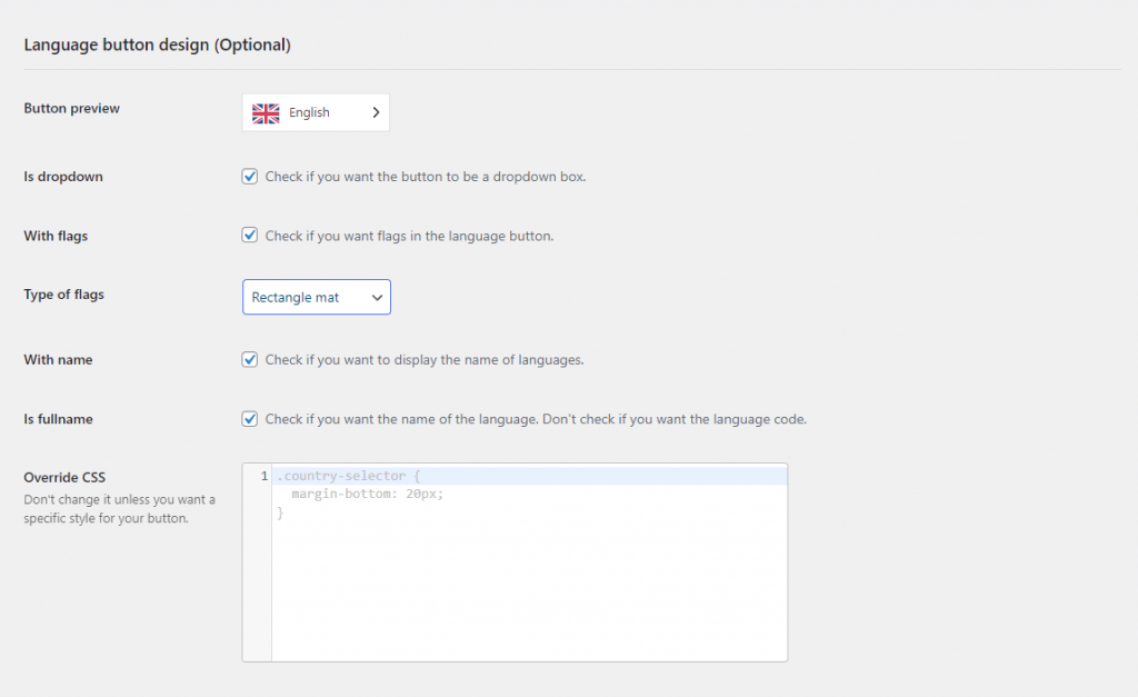 Weglot configure language button design