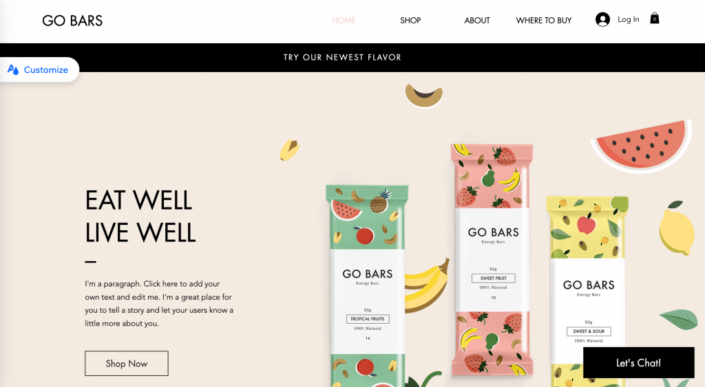 Energy Snacks by Wix preview
