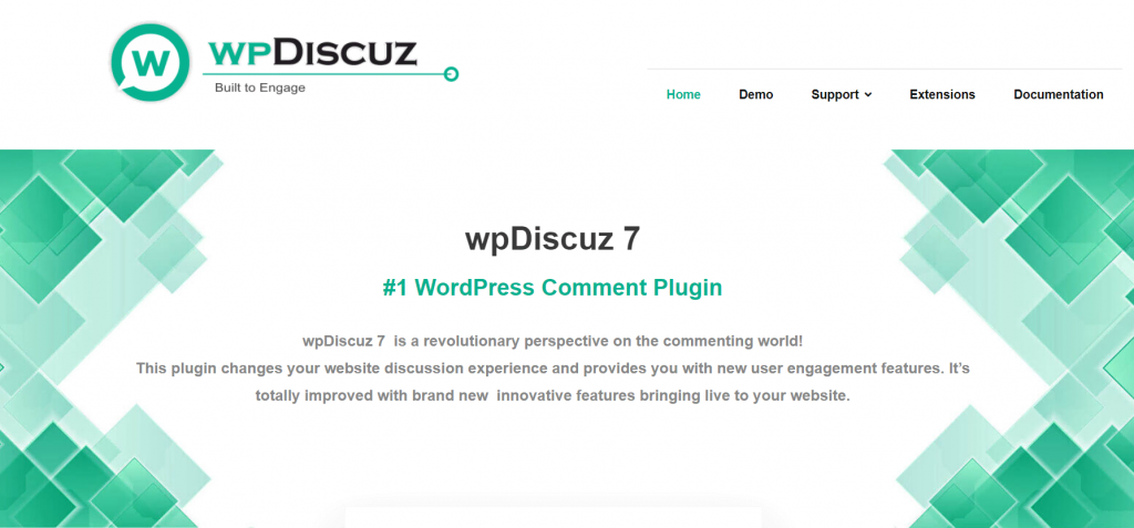 The homepage of wpDiscuz, a WordPress comment plugin.