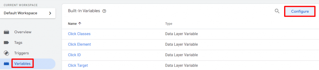 Configure the variables on Google Tag Manager