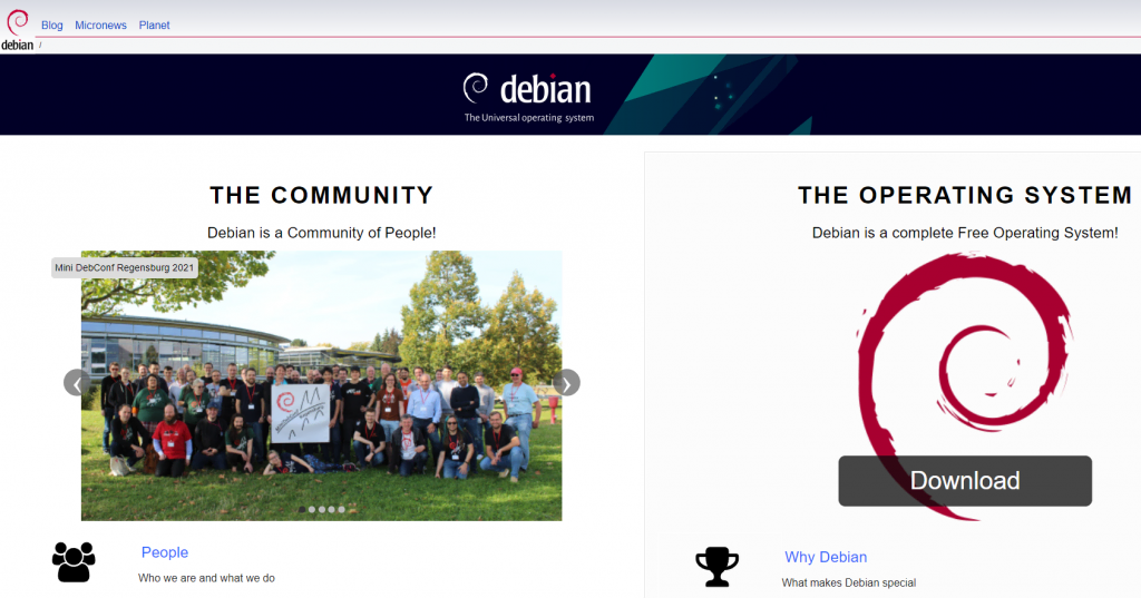 The Debian homepage