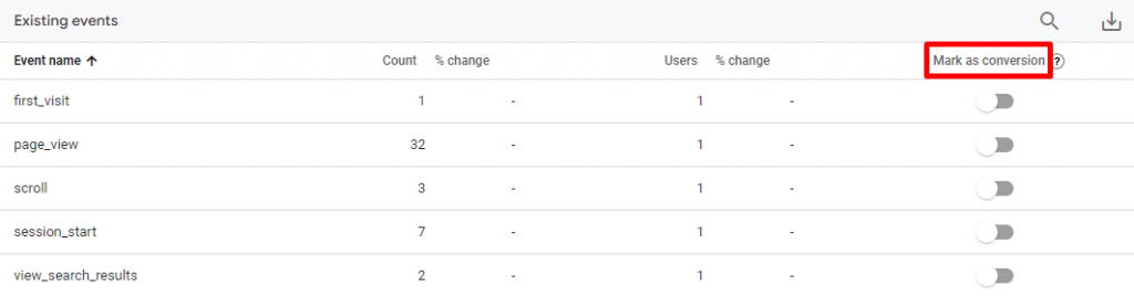 Use mark as conversion feature to enable conversion tracking