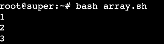 The output of a script combining a bash variable and an array