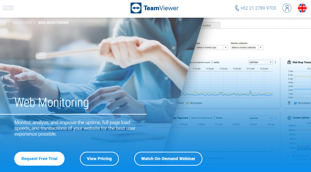 Tangkapan layar halaman arahan alat pemantauan web TeamViewer