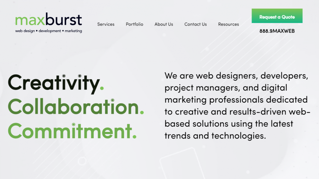 Maxburst, a full-service design agency, homepage