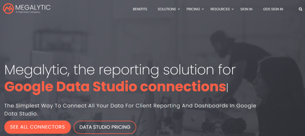 Megalytic's homepage &ndash; a client reporting and dashboard tool