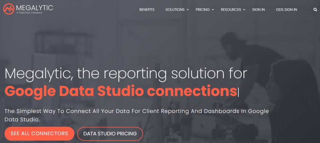 Megalytic's homepage – a client reporting and dashboard tool
