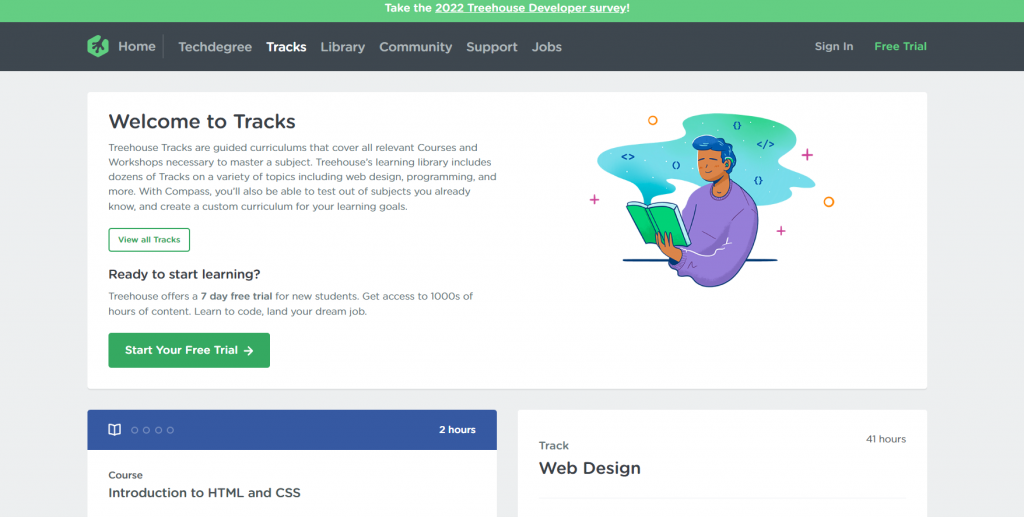The page of the web design track course by TreeHouse
