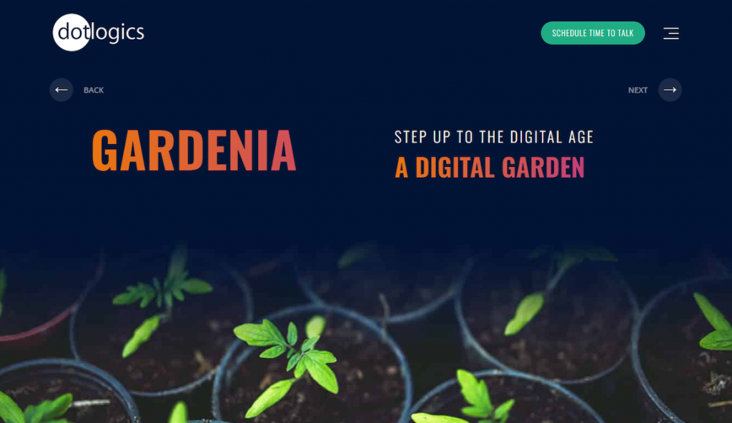 A preview of Gardenia's homepage on Dotlogic's portfolio page