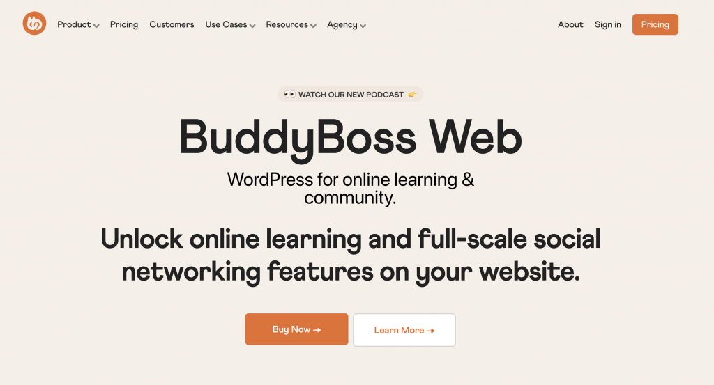 BuddyBoss landing page