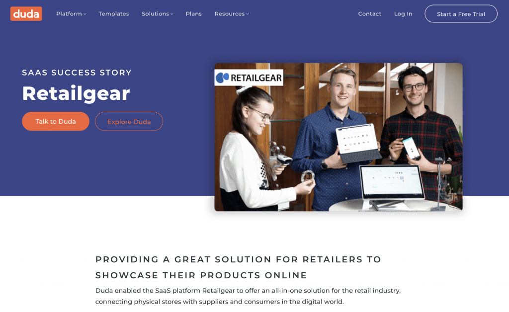 Duda Retailgear client story page 