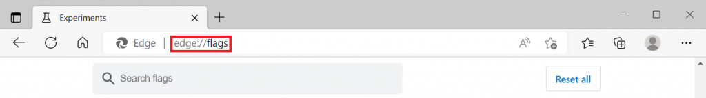 Accessing hidden Edge settings by entering edge://flags into the address bar.