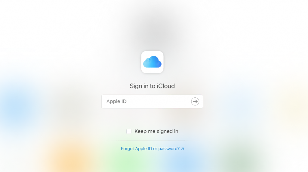 iCloud's sign in window
