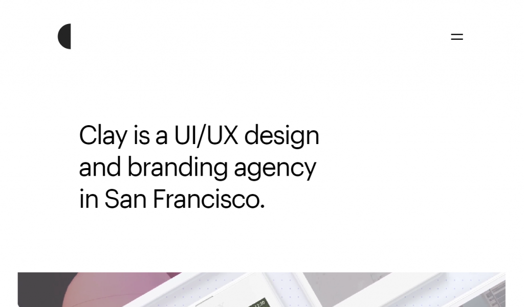 The homepage of Clay, one of the most popular digital agencies for UI_UX design