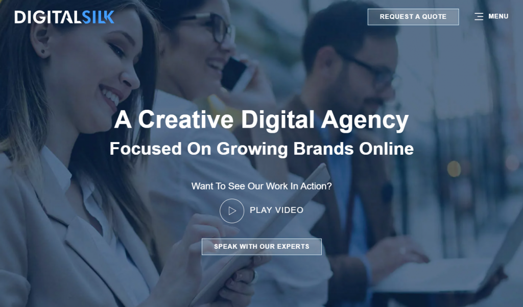 The homepage of Digital Silk, a full-service creative digital agency