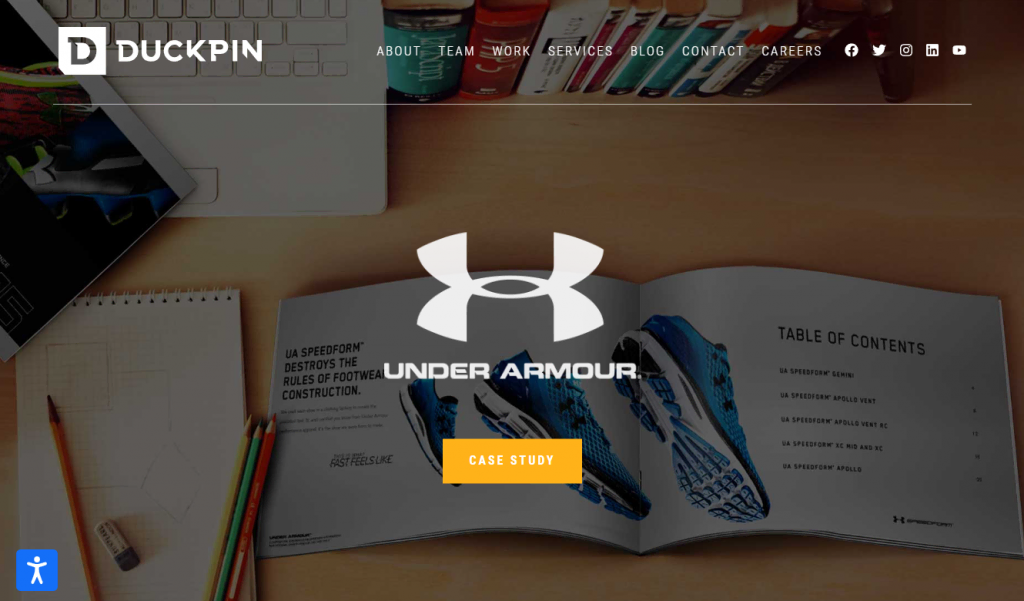The homepage of Duckpin, a web, design, and marketing agency