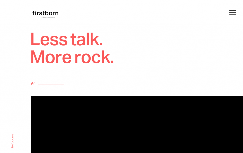 The homepage of Firstborn, a creative innovation agency