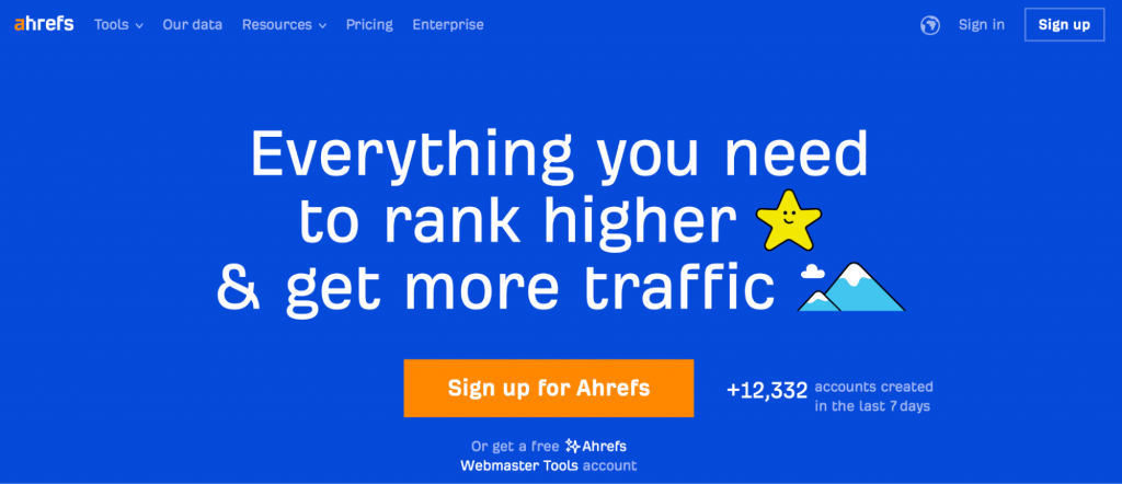 Ahrefs website homepage
