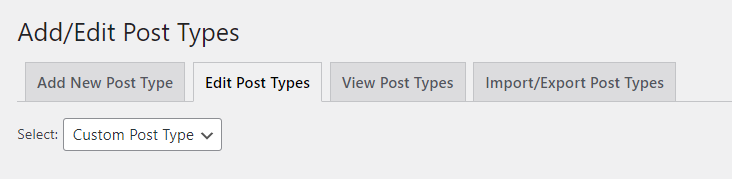 Choosing a custom post type to edit via the CPT UI plugin