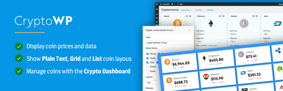 CryptoWP's official banner on WordPress, featuring its main tools
