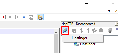 (Dis)connect button on the NppFTP menu bar
