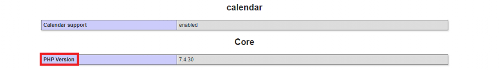 PHP Version information on the phpinfo.php file
