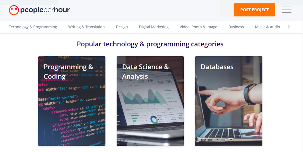 PeoplePerHour technology and programming category page