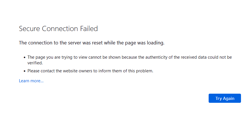 Secure Connection Failed error on Firefox
