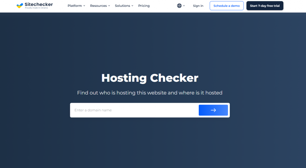 Sitechecker Hosting Checker page