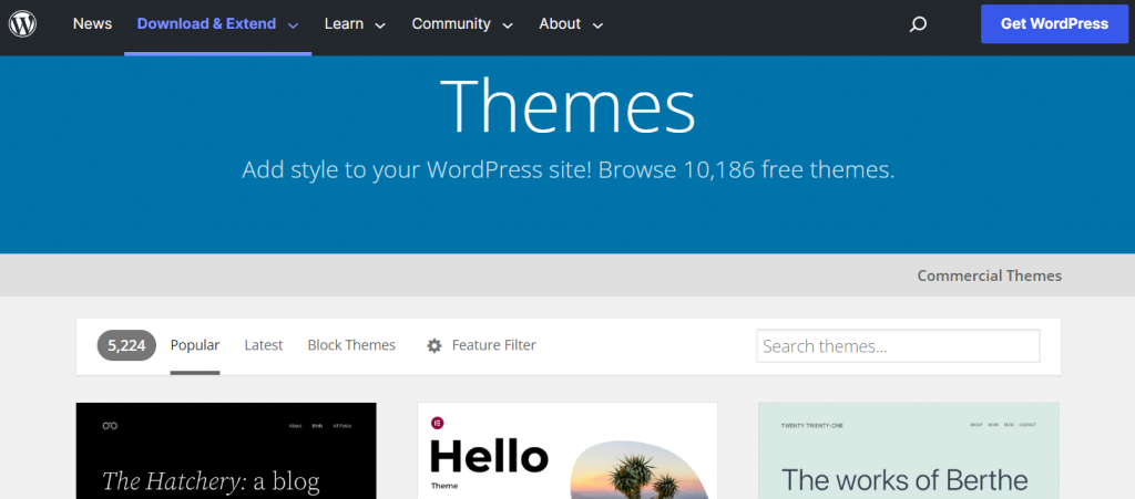 WordPress theme library