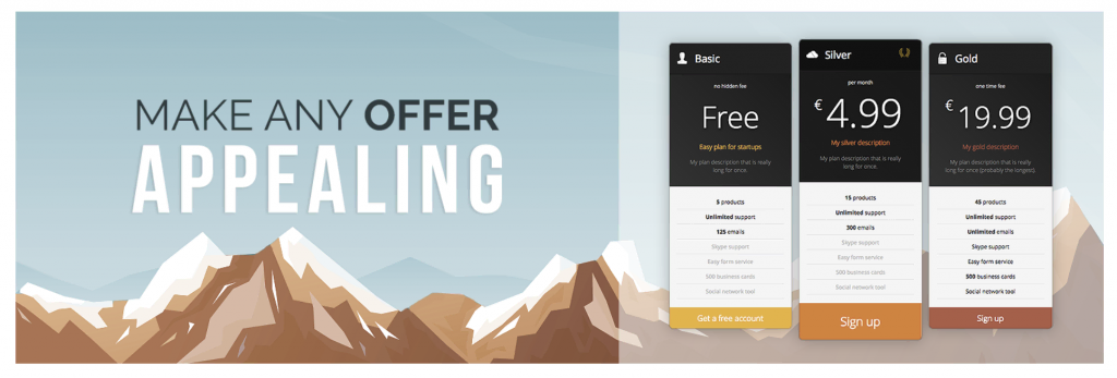 Responsive Pricing Table plugin banner