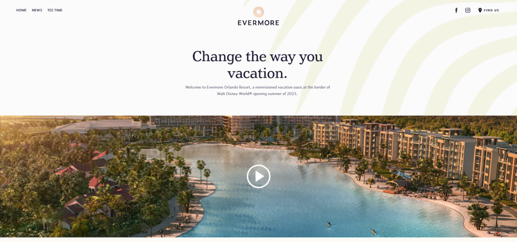 Página de "site em construção" do Evermore
