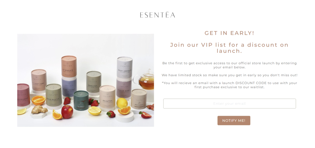 Página de "site em construção" do Esentea